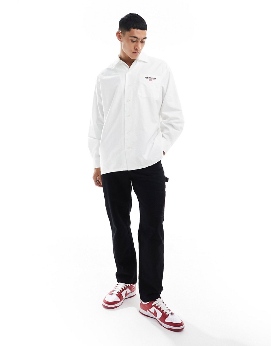 Polo Ralph Lauren Sport Capsule logo pocket chino shirt big oversized fit in white