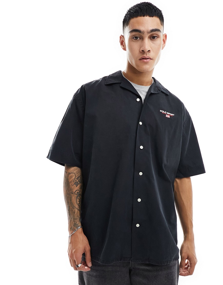 Polo Ralph Lauren Sport Capsule logo pocket short sleeve chino shirt big oversized fit in black