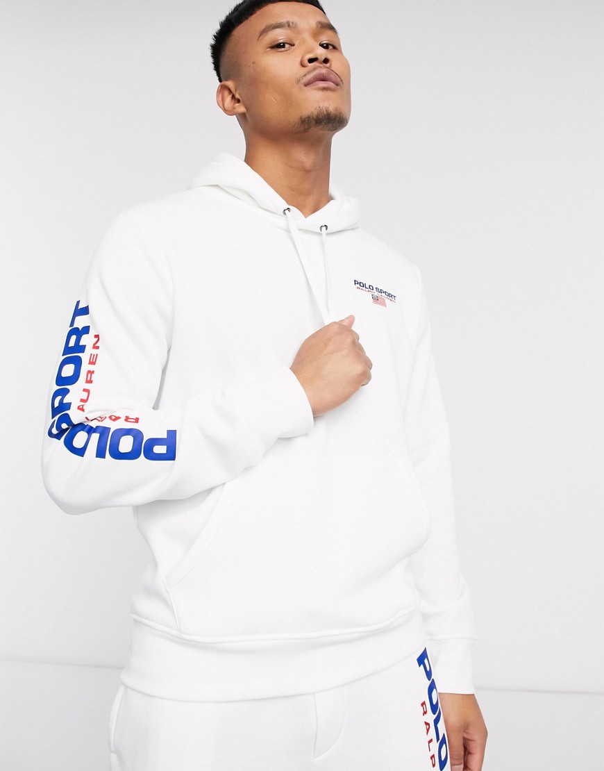 Polo Ralph Lauren Sport Capsule logo sleeve hoodie in white