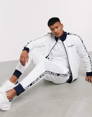 Polo Ralph Lauren Sport Capsule logo taped side tricot cuffed track pants  in white