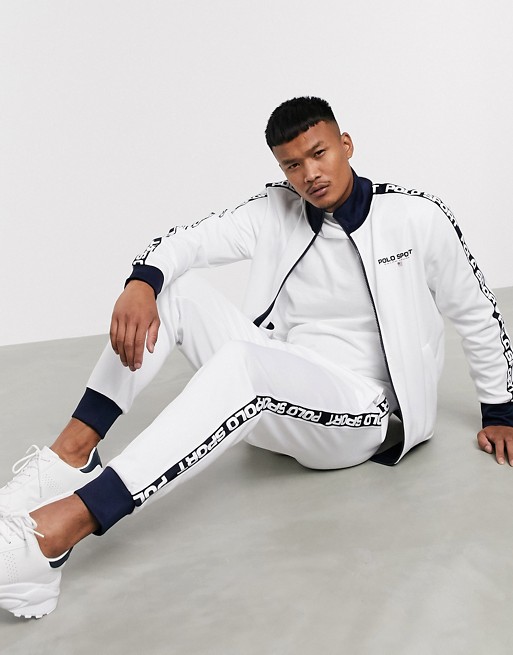 Polo Ralph Lauren Sport Capsule logo taped side tricot cuffed track pants in white