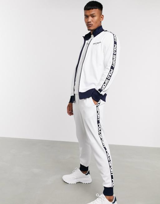 Polo Ralph Lauren Sport Capsule logo taped sleeve tricot tracksuit in white