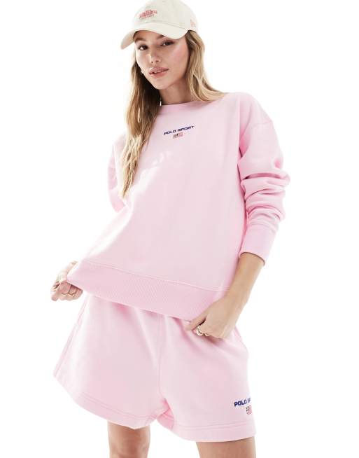 Polo Ralph Lauren - Sport Capsule - Lyserød sweatshirt med centralt logoprint