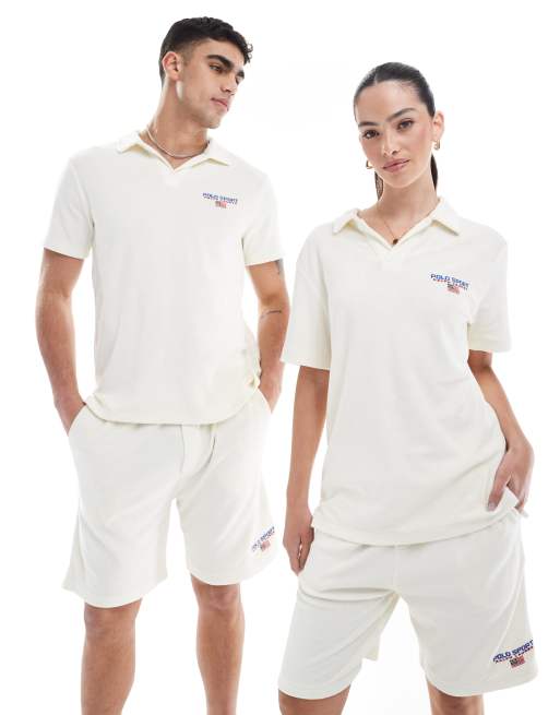 Polo Ralph Lauren - Sport Capsule - Polo in spugna di cotone crema con logo piccolo sul petto in coordinato
