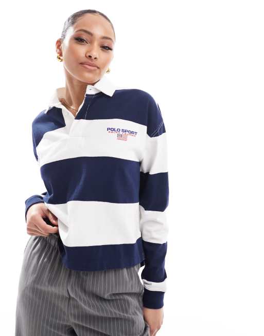 Polo Ralph Lauren - Sport Capsule - Polo stile rugby blu navy a righe con logo
