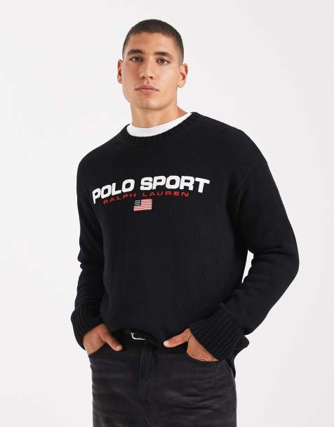 Polo Ralph Lauren - Sport Capsule - Pull unisexe en coton épais avec logo drapeau - Noir - view 1