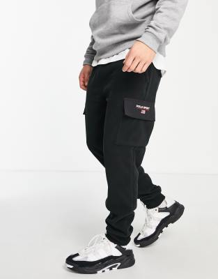 Polo Ralph Lauren Sport Capsule Retro Flag Logo Polar Fleece Cuffed Cargo  Sweatpants In Black | ModeSens