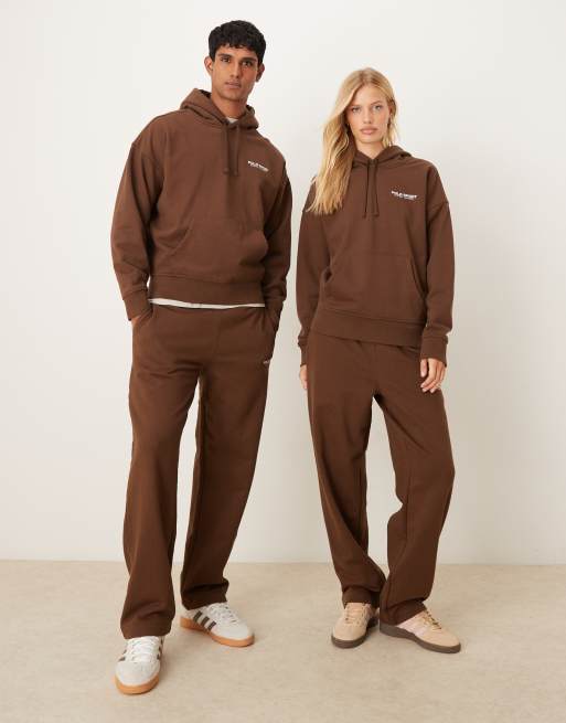 Polo Ralph Lauren – Sport Capsule – Schwere Relaxed-Fit-Hose aus Fleece in Braun mit Flaggenlogo