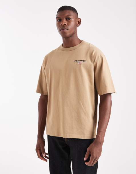 Polo Ralph Lauren – Sport Capsule – Schweres Relaxed-Fit-T-Shirt in Khaki-Beige mit kleinem Flaggen-Logo - view 1