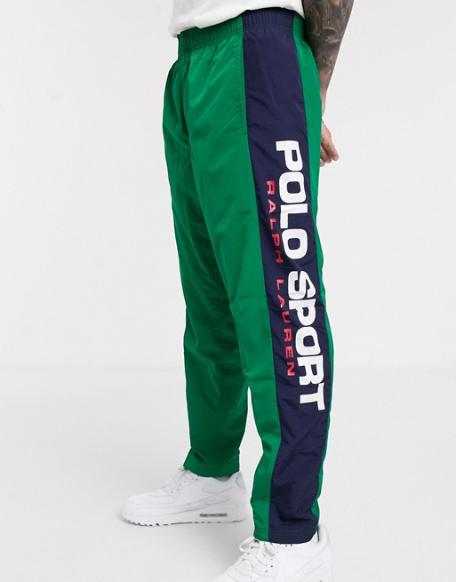 Polo Ralph Lauren sport capsule shell jogger in green with side stripe