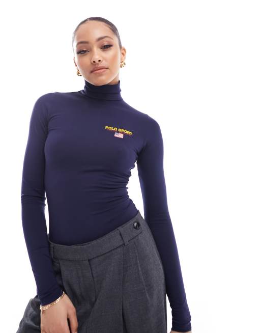 Polo Ralph Lauren - Sport Capsule - Strak T-shirt met col en logo in donkerblauw