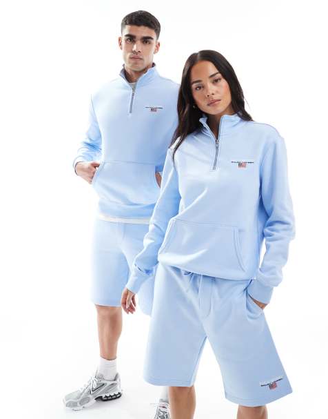Polo Ralph Lauren - Sport Capsule - Sweat unisexe d'ensemble à col zippé avec petit logo sur le devant - Bleu clair - view 1