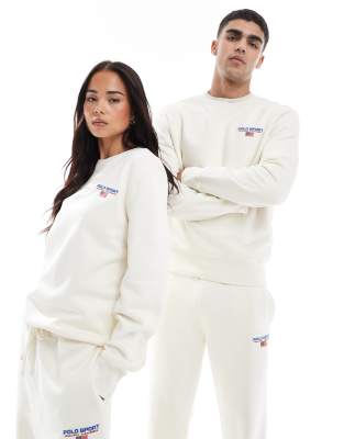 Polo Ralph Lauren - Sport Capsule - Sweat unisexe d'ensemble avec petit logo sur le devant - Crème-Blanc