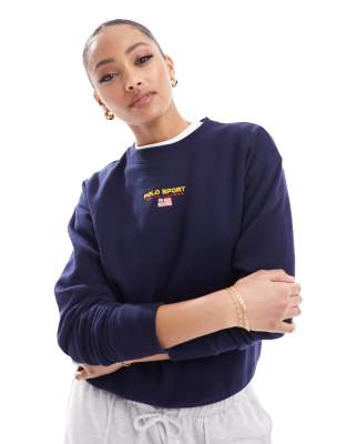 Polo Ralph Lauren - Sport Capsule - Sweatshirt in Marineblau mit mittigem Logo