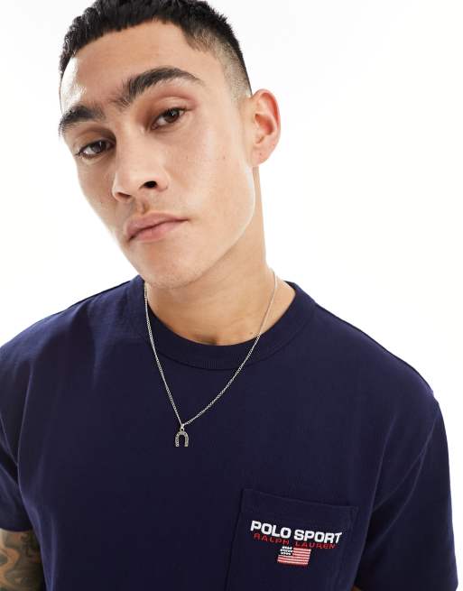 Polo Ralph Lauren - Sport Capsule - T-shirt classica oversize blu navy con stemma del logo