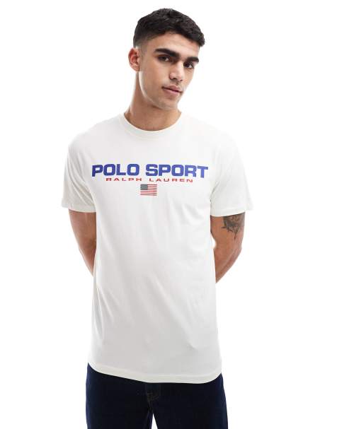 Polo Ralph Lauren – Sport Capsule – T-Shirt in Cremeweiß mit klassischem Oversize-Schnitt und großem Flaggen-Logo auf der Brust - view 1