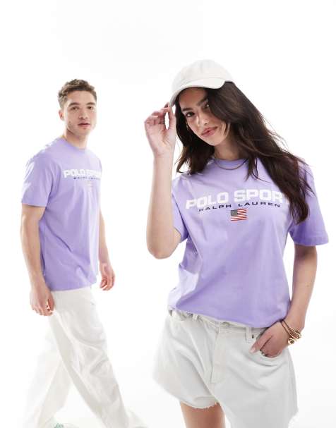 Polo Ralph Lauren - Sport Capsule - T-shirt met groot vlaglogo op de borst en klassieke oversized pasvorm in lila - view 1