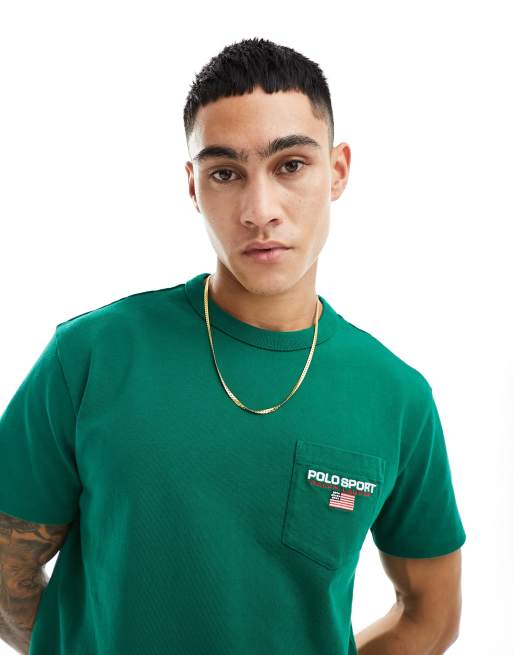 Polo Ralph Lauren - Sport Capsule - T-shirt met logo op de borst en klassieke oversized pasvorm in middengroen
