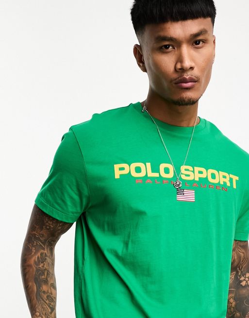 Polo Ralph Lauren - Sport Capsule - T-shirt met logo voor en klassieke pasvorm in middengroen