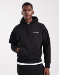[Polo Ralph Lauren] Polo Ralph Lauren Sport capsule unisex flag logo back print relaxed fit fleece hoodie in black (part of a set) XL black
