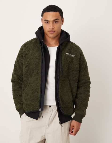 Polo Ralph Lauren Sport capsule unisex flag logo borg jacket in olive green - view 1