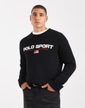 [Polo Ralph Lauren] Polo Ralph Lauren Sport capsule unisex flag logo heavyweight cotton knit jumper in black 2XL black