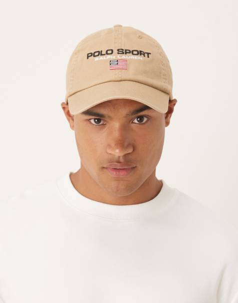 Polo Ralph Lauren Sport capsule unisex flag logo twill baseball cap in tan - view 1