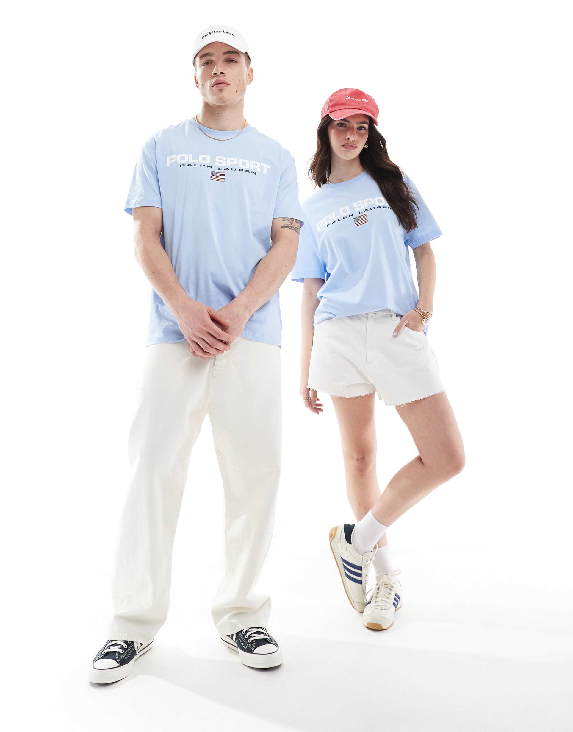 polo ralph lauren sport capsule unisex large chest flag logo t-shirt classic oversized fit in light blue