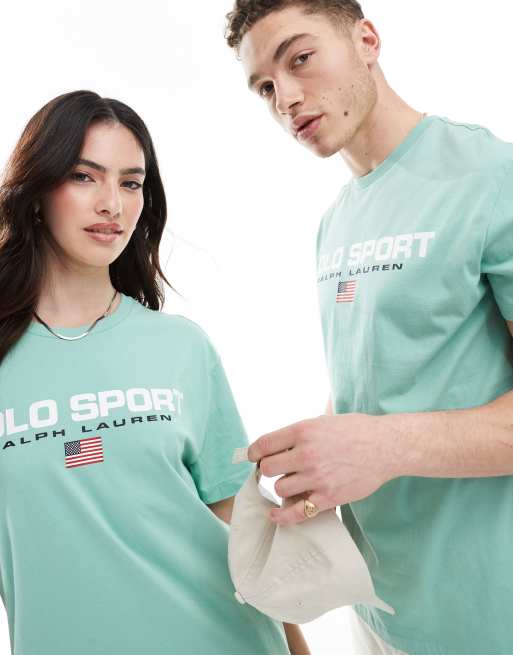 Polo Ralph Lauren Sport capsule unisex large chest flag logo t-shirt classic oversized fit in light green, 3 of 4