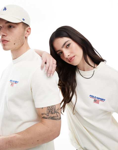 Polo Ralph Lauren Sport capsule unisex small chest logo heavyweight t-shirt in cream - view 1