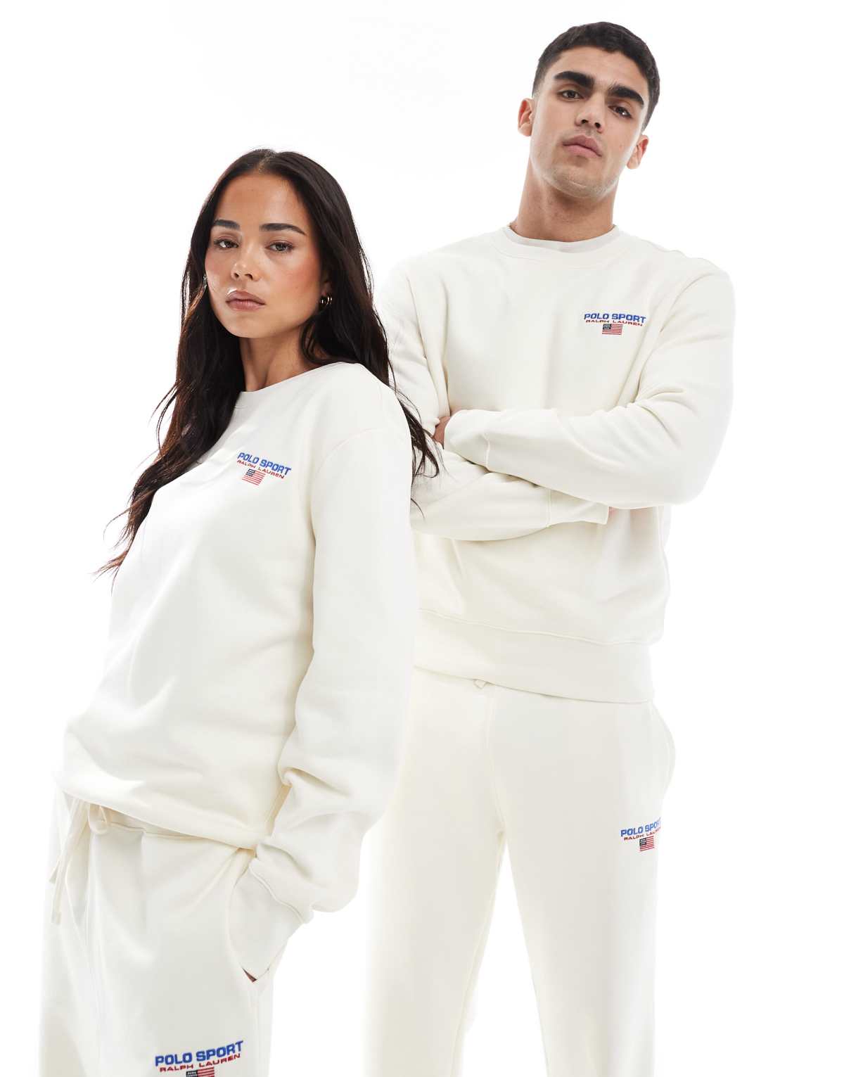 Polo Ralph Lauren Sport capsule unisex small chest logo sweatshirt in cream CO-ORD