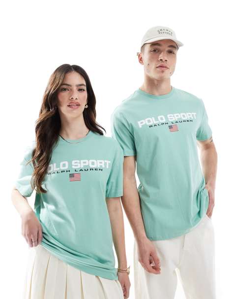 Polo Ralph Lauren – Sport Capsule – Unisex-T-Shirt in Hellgrün mit klassischem Oversize-Schnitt und großem Flaggen-Logo auf der Brust - view 1