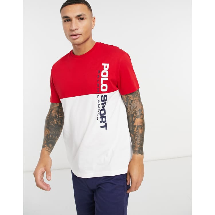 Polo Ralph Lauren Sport capsule vertical logo color block t-shirt in