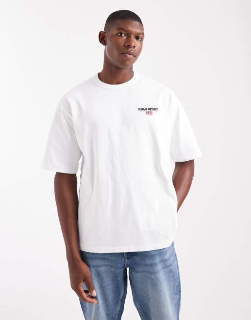 Polo Ralph Lauren – Sport Capsule – Vit, kraftig t-shirt med avslappnad passform och flagglogga