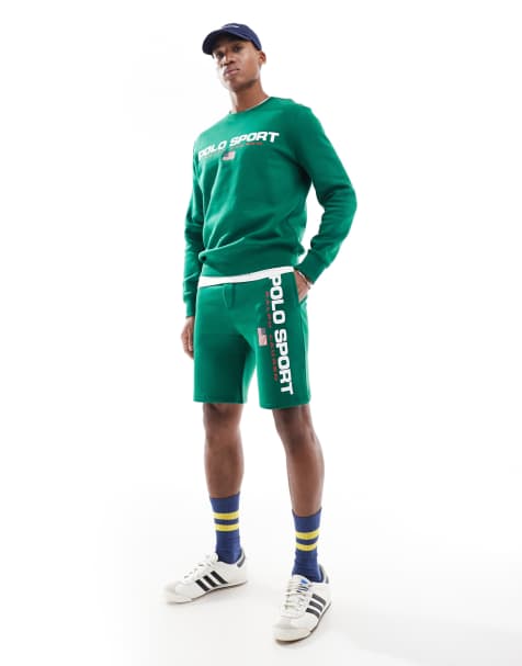 Polo Ralph Lauren Sport capsule large flag logo sweat shorts in mid green CO-ORD