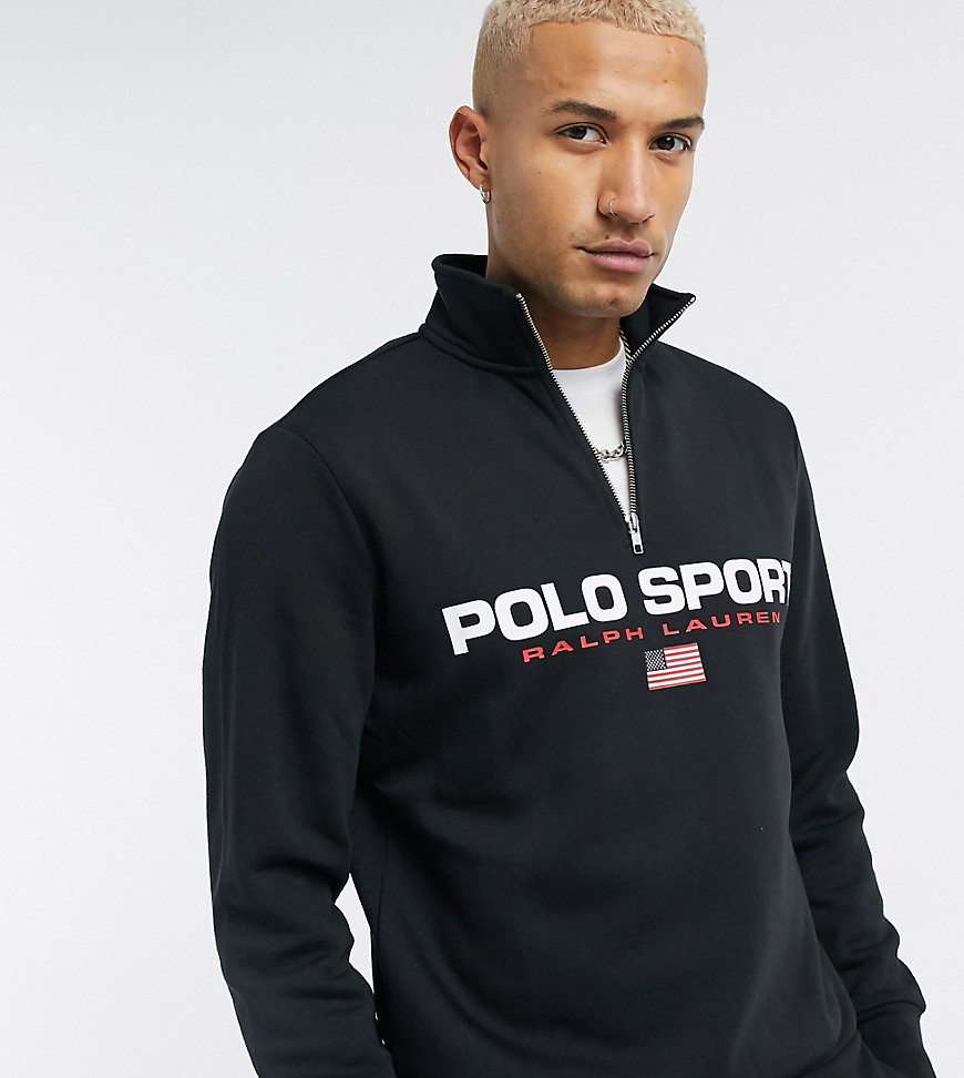 Polo Ralph Lauren – Sport – Endast hos ASOS –Svart sweatshirt med dragkedja vid halsen och logga framtill