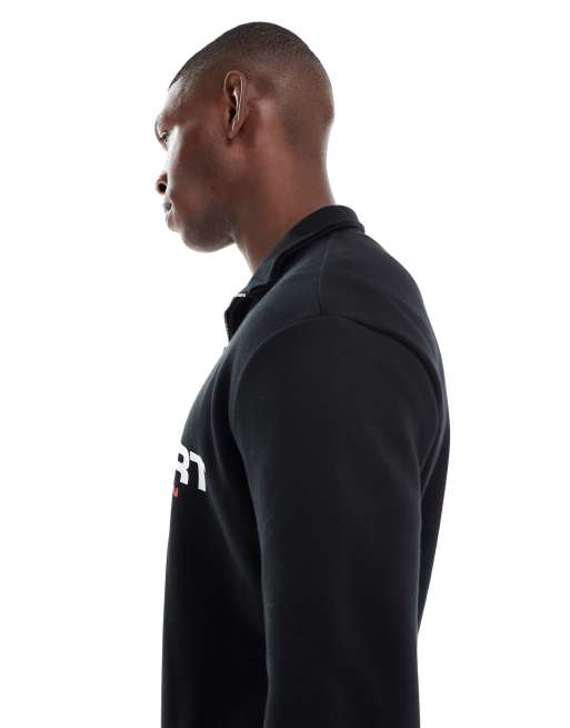 Polo Ralph Lauren Sport flag logo half zip sweatshirt in black ASOS