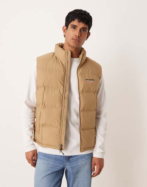 Polo Ralph Lauren - Sport - Geïsoleerde gewatteerde puffer-bodywarmer met Flag-logo in kaki beige - view 1