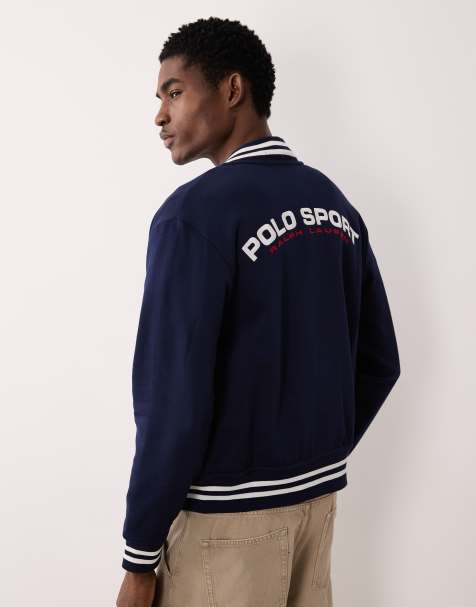 Polo Ralph Lauren - Sport - Giacca stile baseball blu navy con stampa sul retro - view 1