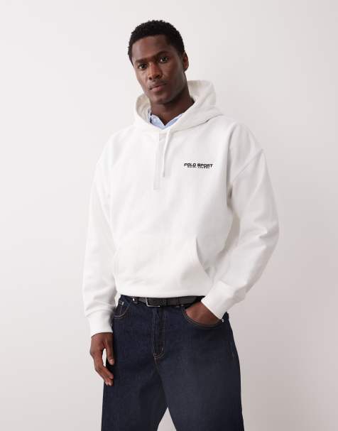 Polo Ralph Lauren - Sport - Hvid kraftig hættetrøje med logo på brystet i afslappet pasform - view 1