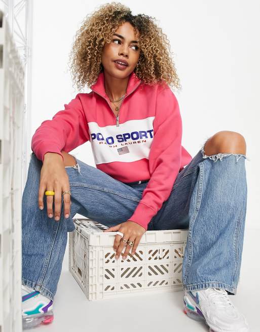 Pink quarter hotsell zip sweatshirt