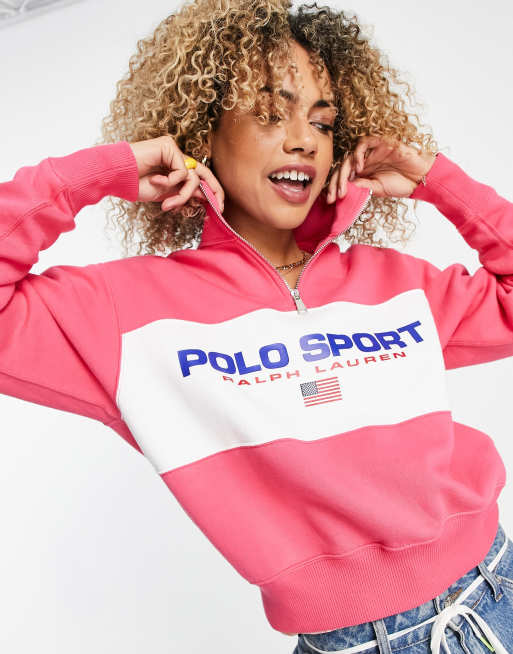 Polo sport best sale hoodie pink