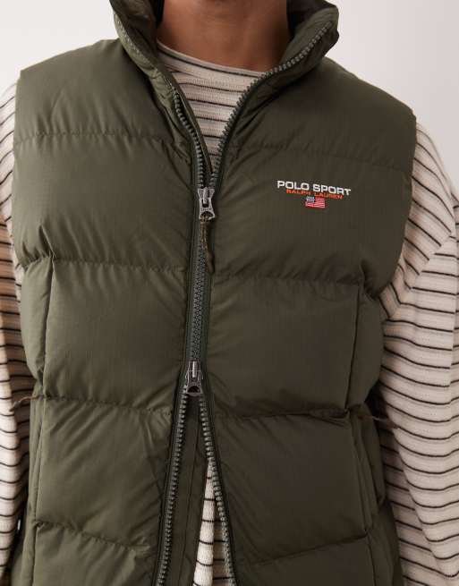 Polo Ralph Lauren Sport padded vest in khaki green, 5 of 5
