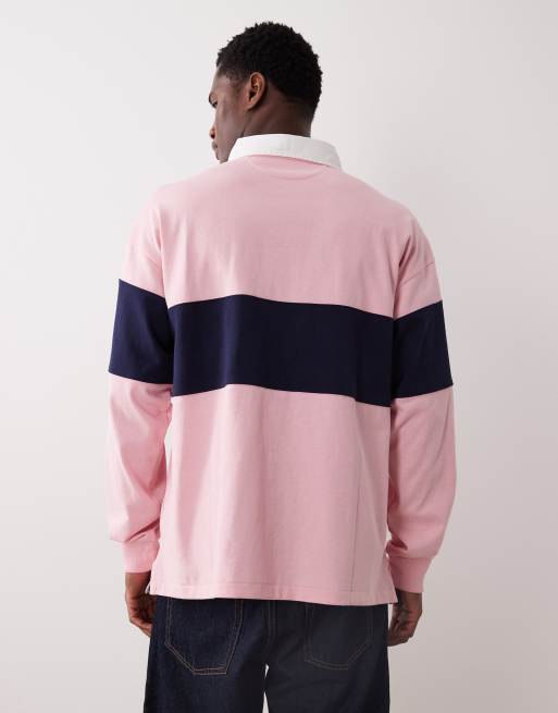 Polo Ralph Lauren - Sport - Polo style rugby oversize à empiècement avec logo drapeau devant - Rose, 3 de 5