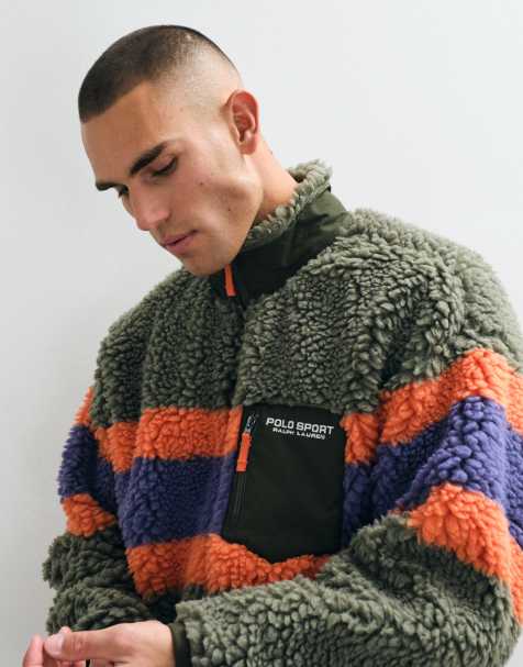 Polo Ralph Lauren sport quarter zip fleece in khaki and multi - view 1