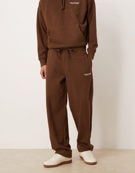 Polo Ralph Lauren Sport relaxed fit heavyweight co-ord joggers in brown - view 1