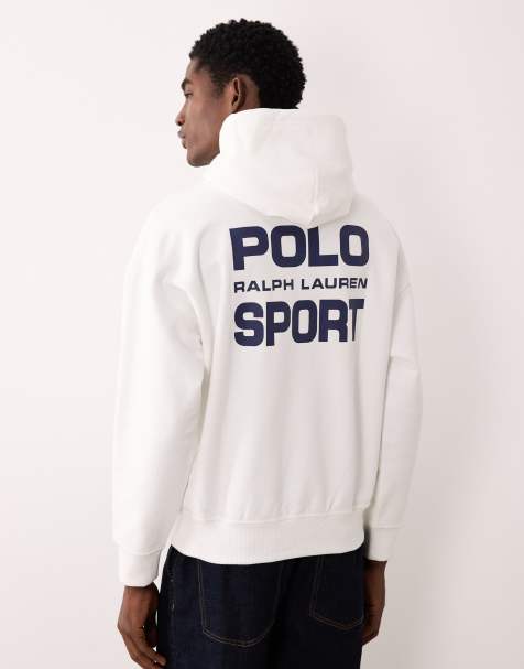 Polo Ralph Lauren – Sport – Relaxed-Fit-Kapuzenpullover in Weiß mit Rückenprint - view 1