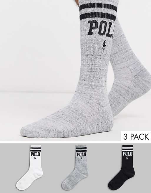 Polo Ralph Lauren sport socks in white/grey/black with polo logo ... Polo Ralph Lauren sport socks in white/grey/black with polo logo ...
