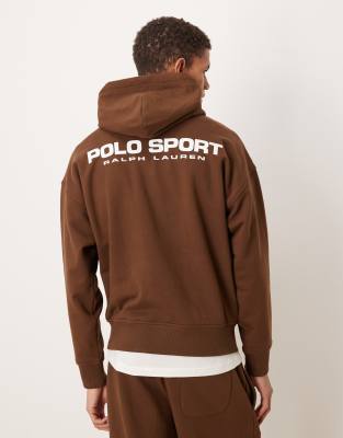 Polo Ralph Lauren - Sport - Sweat à capuche décontracté d'ensemble avec imprimé dans le dos - Marron-Brown