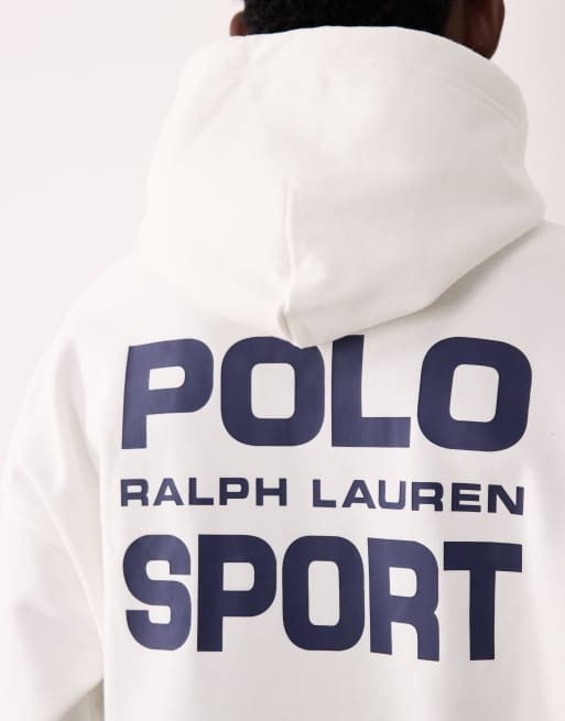 Polo Ralph Lauren - Sport - Sweat à capuche décontracté imprimé dans le dos - Blanc, 3 de 5